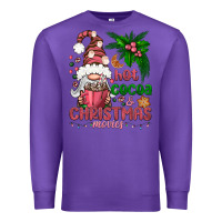 Purple Pink Christmas hot cocoa and christmas movies Premium Sweatshirt - NancyCooperArtShop