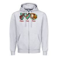 Heather Grey Peace Love Cows Zipper Hoodie - Jasminsmagicworld