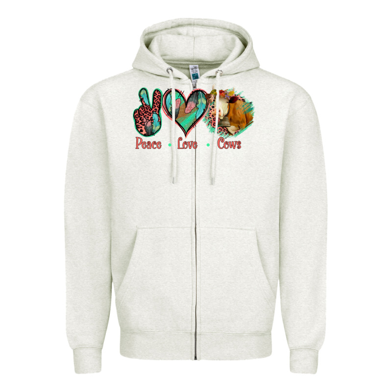 Peace Love Cows Zipper Hoodie by Jasminsmagicworld | Teevron