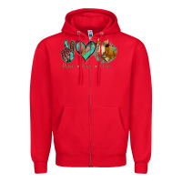 Red Peace Love Cows Zipper Hoodie - Jasminsmagicworld