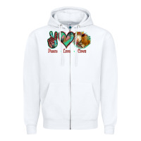 White Peace Love Cows Zipper Hoodie - Jasminsmagicworld