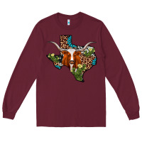 Burgundy longhorn texas map Long Sleeve Tee - AdoDesignShop