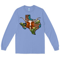 Colony Blue longhorn texas map Long Sleeve Tee - AdoDesignShop