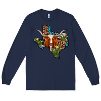 Navy longhorn texas map Long Sleeve Tee - AdoDesignShop