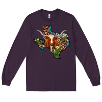 Plum longhorn texas map Long Sleeve Tee - AdoDesignShop