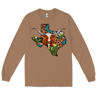 Toasted Coconut longhorn texas map Long Sleeve Tee - AdoDesignShop