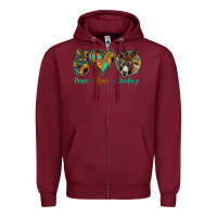 Burgundy Peace Love Donkeys Zipper Hoodie - Jasminsmagicworld