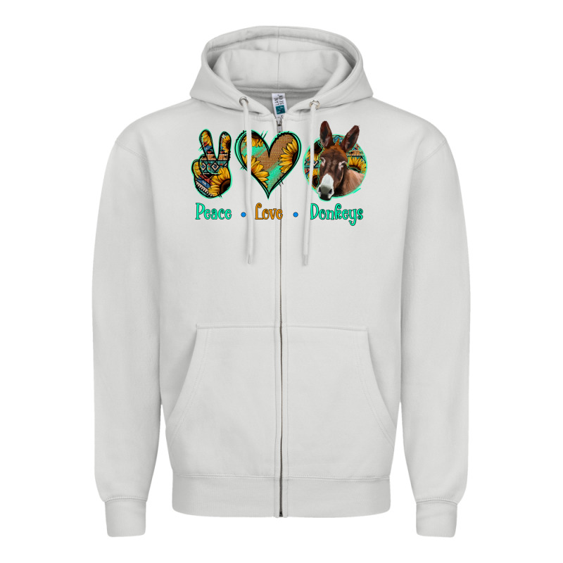 Peace Love Donkeys Zipper Hoodie by Jasminsmagicworld | Teevron