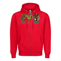 Red Peace Love Donkeys Zipper Hoodie - Jasminsmagicworld