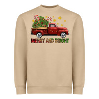 Mushroom Merry And Bright Christmas Trees Truck Heavyweight Sweatshirt - FaDigitalArtStudio