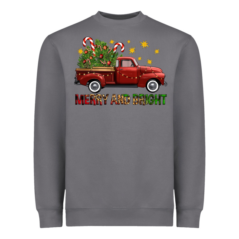 Merry And Bright Christmas Trees Truck Heavyweight Sweatshirt by FaDigitalArtStudio | Teevron