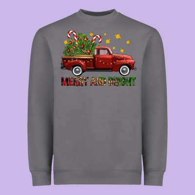 Merry And Bright Christmas Trees Truck Heavyweight Sweatshirt Designed By Fadigitalartstudio