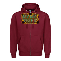 Burgundy Sunflower Leopard Mama Tried Zipper Hoodie - Jasminsmagicworld