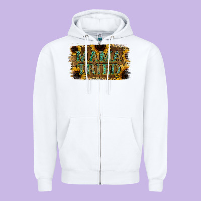 Sunflower Leopard Mama Tried Zipper Hoodie Designed By Jasminsmagicworld