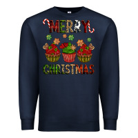 Navy Merry Christmas cupcakes Premium Sweatshirt - NancyCooperArtShop