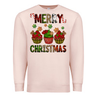 Pale Pink Merry Christmas cupcakes Premium Sweatshirt - NancyCooperArtShop