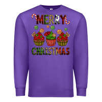 Purple Merry Christmas cupcakes Premium Sweatshirt - NancyCooperArtShop