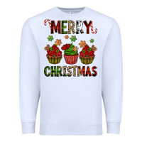White Merry Christmas cupcakes Premium Sweatshirt - NancyCooperArtShop