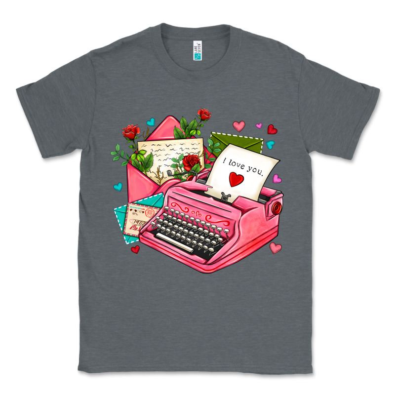 Pink Typewriter And Letters Classic Tee by AdoDesignShop | Teevron