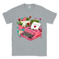 Heather Grey pink typewriter and letters Classic Tee - AdoDesignShop