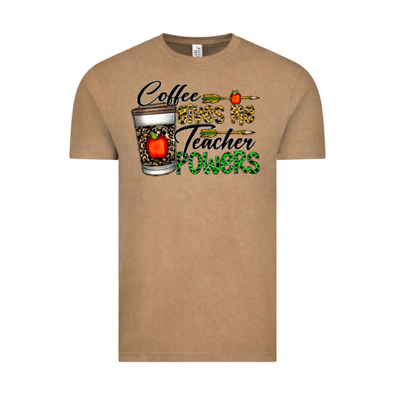 Coffee Gives Me Teacher Powers Vintage Tee by CowhideDigitalArt | Teevron