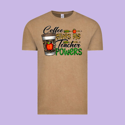 Coffee Gives Me Teacher Powers Vintage Tee Designed By Cowhidedigitalart