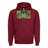 Burgundy Cowhide Serappe Sunflower Mama Tried Zipper Hoodie - Jasminsmagicworld