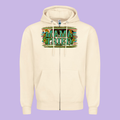 Cowhide Serappe Sunflower Mama Tried Zipper Hoodie Designed By Jasminsmagicworld