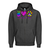 Charcoal Heather Peace Love Pride Zipper Hoodie - Jasminsmagicworld