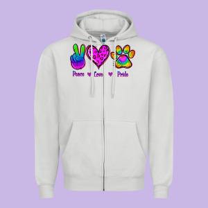 Peace Love Pride Zipper Hoodie Designed By Jasminsmagicworld