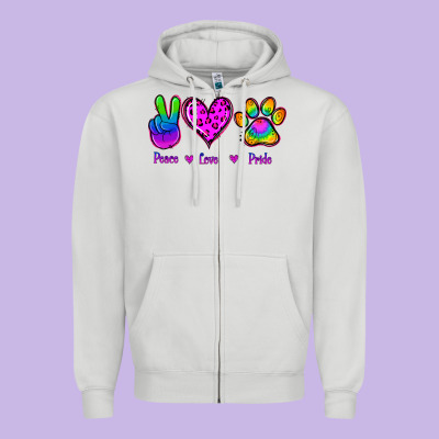 Peace Love Pride Zipper Hoodie Designed By Jasminsmagicworld