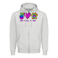Dove Grey Peace Love Pride Zipper Hoodie - Jasminsmagicworld