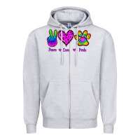 Heather Grey Peace Love Pride Zipper Hoodie - Jasminsmagicworld
