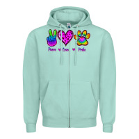Seafoam Peace Love Pride Zipper Hoodie - Jasminsmagicworld