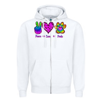 White Peace Love Pride Zipper Hoodie - Jasminsmagicworld