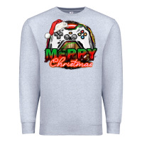 Heather Grey Gamer Merry Christmas Premium Sweatshirt - NancyCooperArtShop