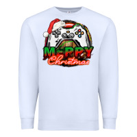 White Gamer Merry Christmas Premium Sweatshirt - NancyCooperArtShop