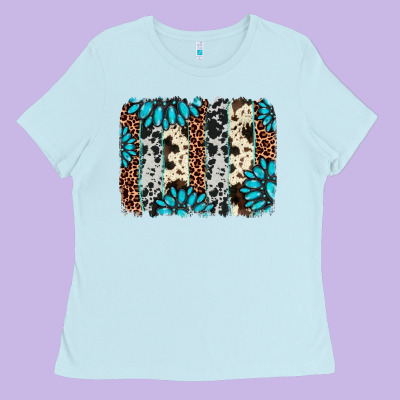 Gemstone Leopard Cowhide Brushstroke Ladies Tee Designed By Adodesignshop