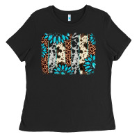 Black gemstone leopard cowhide brushstroke Ladies Tee - AdoDesignShop