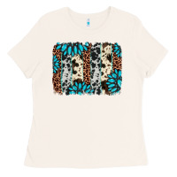 Bone gemstone leopard cowhide brushstroke Ladies Tee - AdoDesignShop