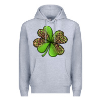 Heather Grey leopard shamrock Premium Hoodie - Jasminsmagicworld
