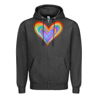 Charcoal Heather Watercolor Pride Heart Zipper Hoodie - Jasminsmagicworld