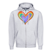 Heather Grey Watercolor Pride Heart Zipper Hoodie - Jasminsmagicworld