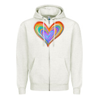 Oatmeal Heather Watercolor Pride Heart Zipper Hoodie - Jasminsmagicworld