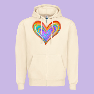 Watercolor Pride Heart Zipper Hoodie Designed By Jasminsmagicworld