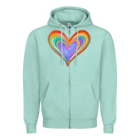 Seafoam Watercolor Pride Heart Zipper Hoodie - Jasminsmagicworld