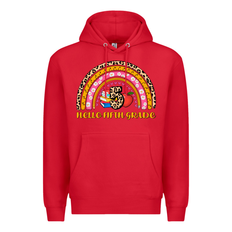 Back To School Rainbow Hello Fifth Grade Premium Hoodie by AdoDesignShop | Teevron