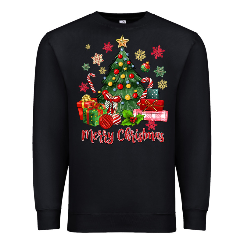 Merry Christmas Tree With Gift Box Premium Sweatshirt by MaliasSmallBusiness | Teevron