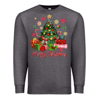 Charcoal Heather merry christmas tree with gift box Premium Sweatshirt - MaliasSmallBusiness