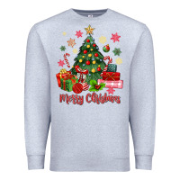 Heather Grey merry christmas tree with gift box Premium Sweatshirt - MaliasSmallBusiness